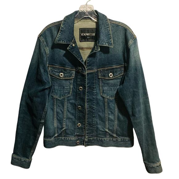Express Jackets & Blazers - EXPRESS Jean Jacket Size S Blue Boho CottageCore Classic Casual Western